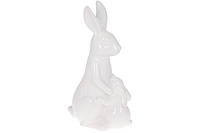 Декоративная керамическая фигура Кролик с крольченко 44 см белый 733-418