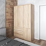 Шафа для одягу VAYS в спальню з 3 шухлядами, штангою та полицями, без ручок R9+R22, фото 6