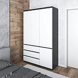 Шафа для одягу VAYS в спальню з 3 шухлядами, штангою та полицями, без ручок R9+R22, фото 9
