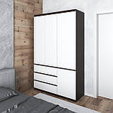 Шафа для одягу VAYS в спальню з 3 шухлядами, штангою та полицями, без ручок R9+R22, фото 10