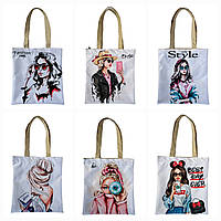 Сумка-шоппер, різні картинки 34*37 на блискавці