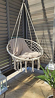 Подвесное кресло качалка для дачи и сада Гнездо Аиста Бежевый