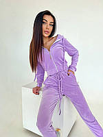 Женский велюровый спортивный костюм плюш. Цвет лиловый. Размер 42, 44, 46 48