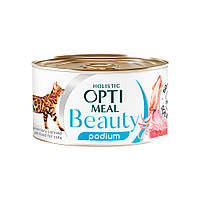 Влажный корм для кошек Optimeal Beauty Podium Полосатый тунец в соусе с кольцами кальмаров 70 г