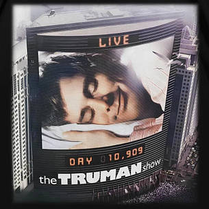 Футболка з принтом Шоу Трумена Постер The truman show L Чорний, фото 3