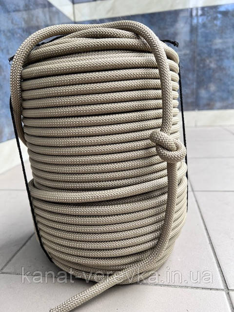 Мотузка статична койот 10 мм 50 м. Шнур капроновий.