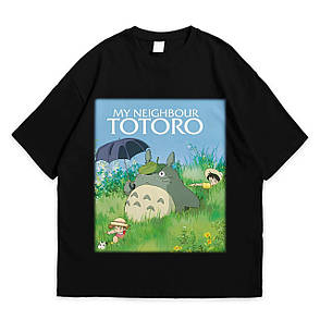 Футболка з принтом Мій сусід Тоторо My Neighbor Totoro XXXL Чорний, фото 1