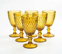 Набор бокалов (6 шт) для вина 320 мл Аргайл Янтарного(желтого) цвета - фужер для шампанского из цветного