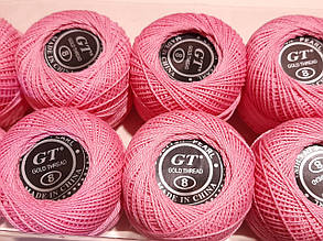 Бавовна Пряжа Ірис No8/10 грам рожеве паковання 10 штук Тон 202