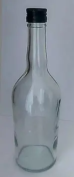 30 шт пляшка скло 500 мл Бренді з закруткою упаковка + ковпачок 28*18 мм чорний