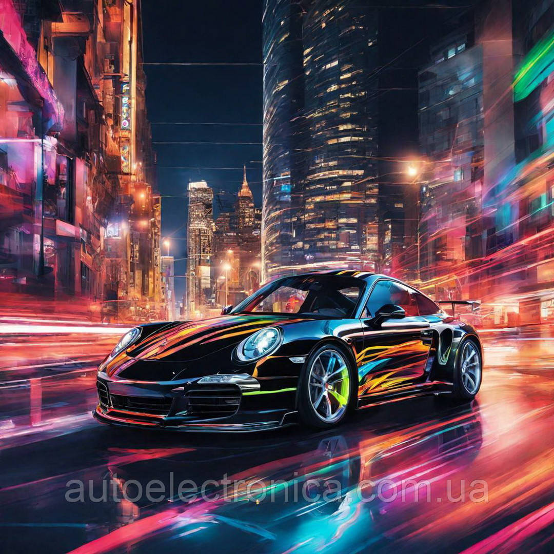 Картина на полотні "Black Porsche 911"