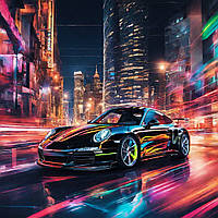 Картина на полотні "Black Porsche 911"