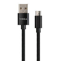 Дата кабель USB 2.0 AM to Micro 5P 1m nylon black Vinga VCPDCMNB1BK n