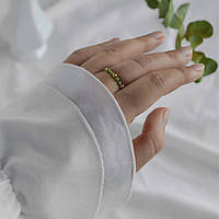 Кольцо на резинке Апатит зеленый+вставки цвета золото, фур-ра гип-ный сплав d-3мм+- 15-18р-р
