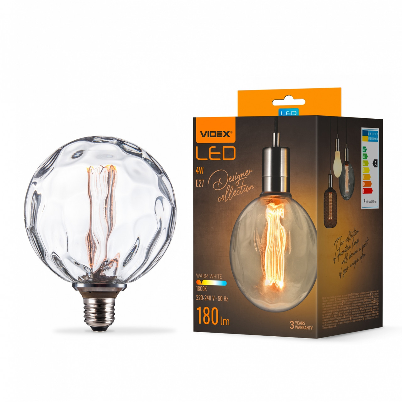LED лампа Filament VL-DI-G125FC1980 4W E27 1800K