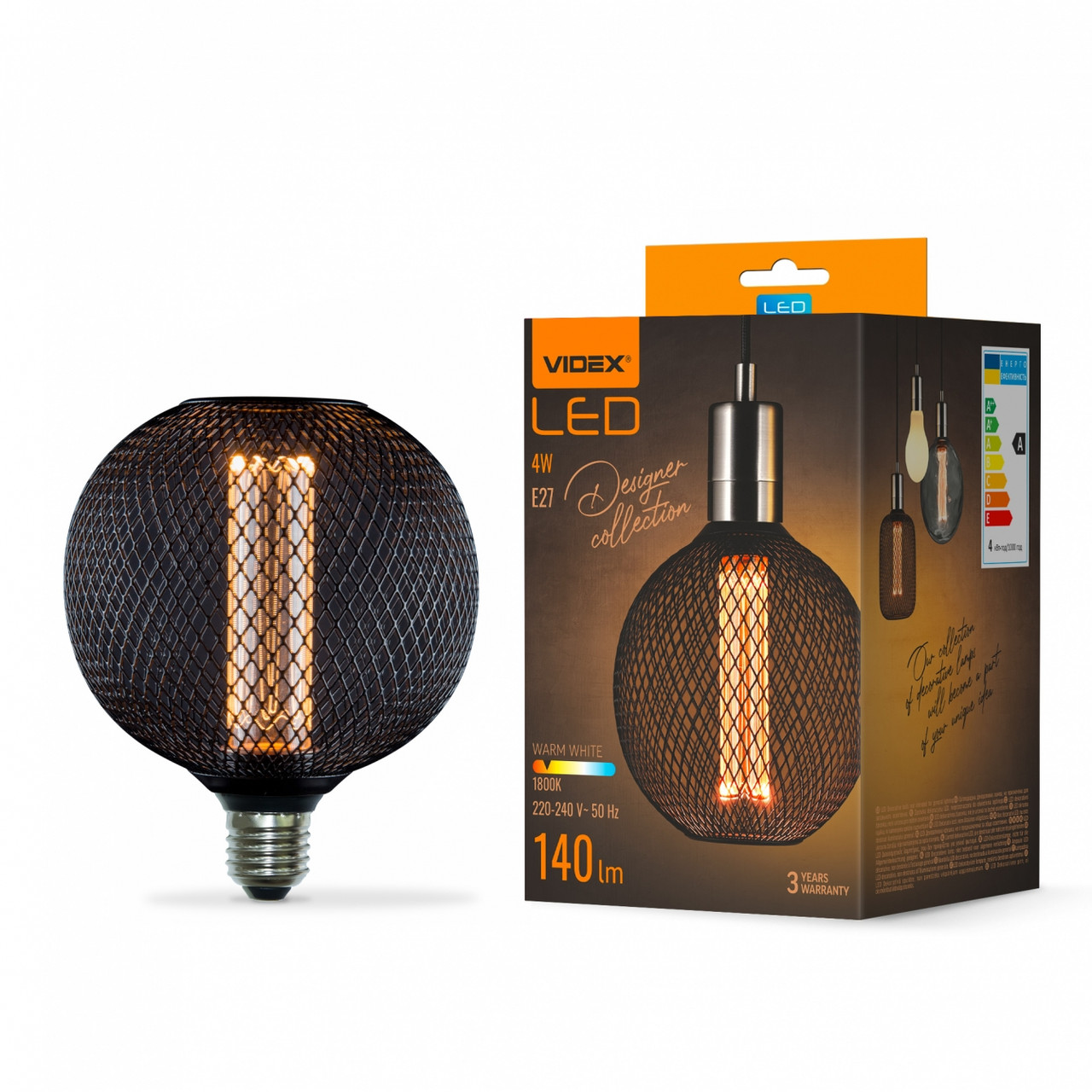 LED лампа Filament VL-DBMC125150 4W E27 1800K Black Chainmail style