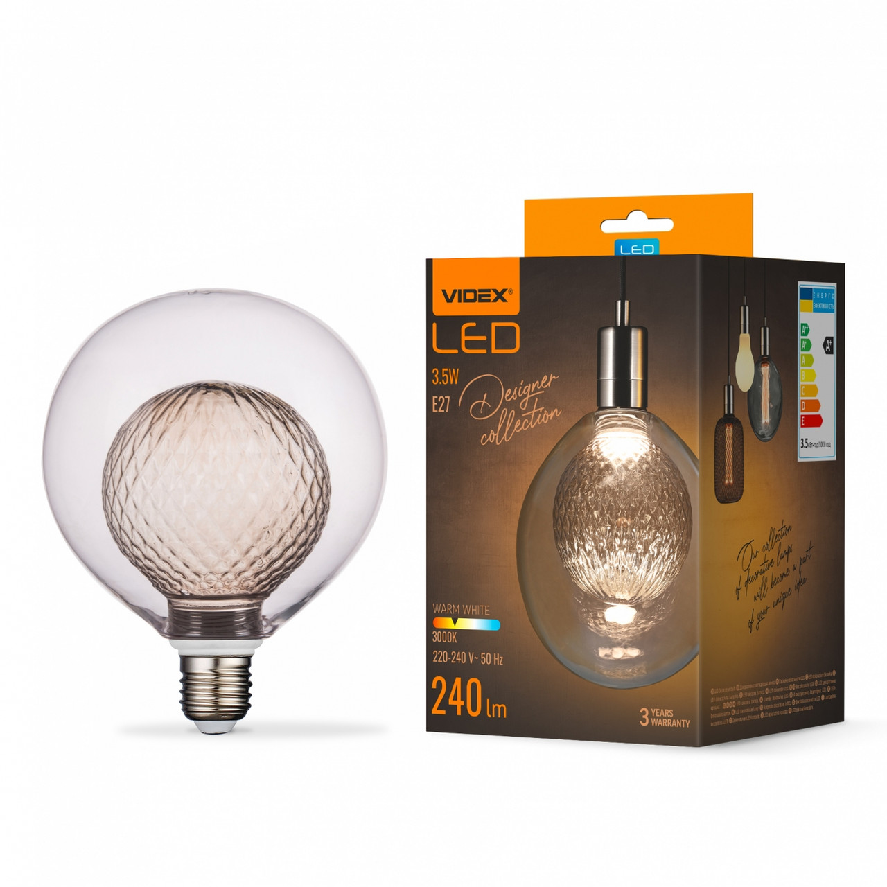 LED лампа Filament VL-DG125-BB80LF 3.5W E27 3000K Bulb in bulb