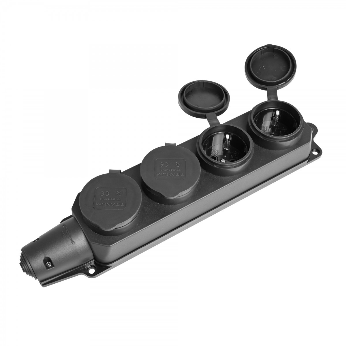 Колодка подовжувача IP44 із заземленням 4 гнізда 16А чорна STANDARD