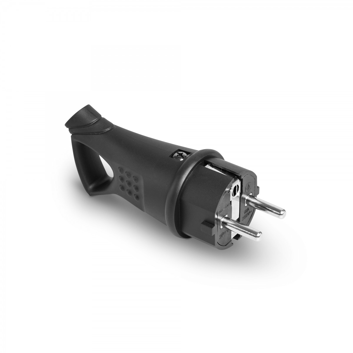 Вилка мережева IP44 з/з пряма 16A з ручкою чорна STANDARD