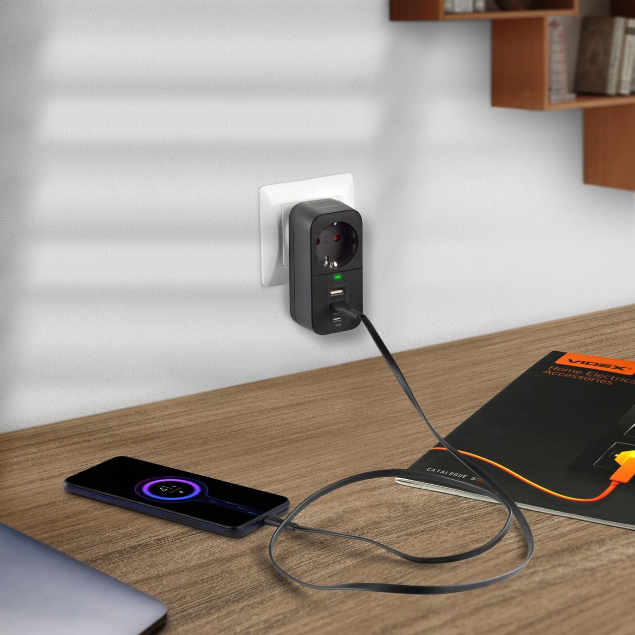 Мережевий адаптер ONCORD з/з 1п 2.4A 2USB+USB-C Black