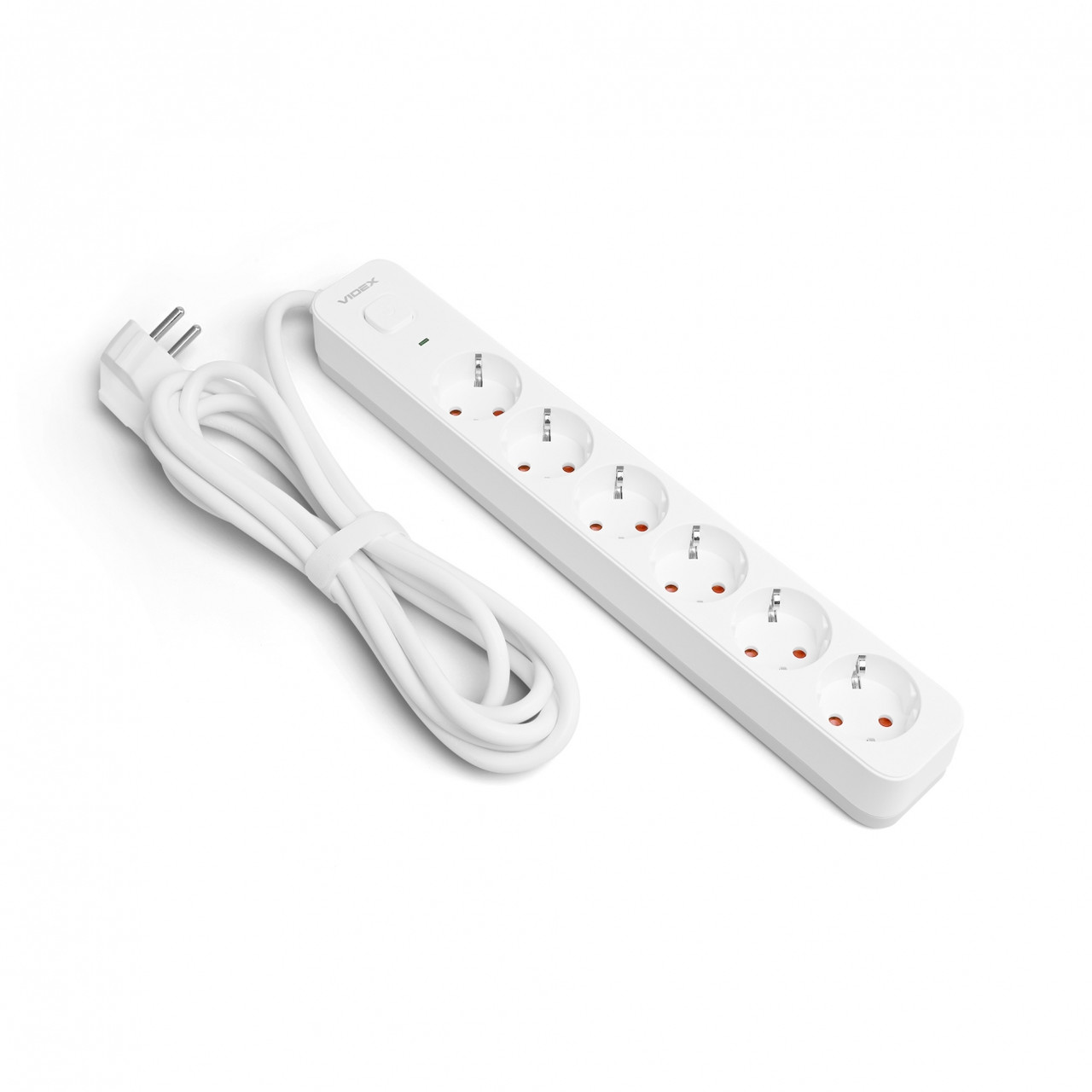 Мережевий подовжувач ONCORD з/з 6п 3м (3x1.5мм) з кнопкою White