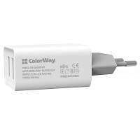 Зарядное устройство ColorWay 2USB AUTO ID 2.1A 10W CW-CHS015-WT n