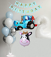 Фотозона із кульок Синій Трактор Happy Birthday | Для хлопчика