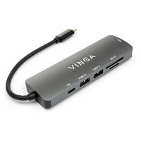 Концентратор Vinga USB Type-C 3.1 to HDMI+USB3.0+USB 2.0+SD/microSD+PD 6in1 VHC6 n