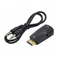 Перехідник STLab HDMI (тато) - VGA (мама) Black + аудіо кабель