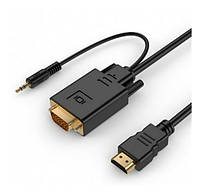 Відео-кабель Cablexpert A-HDMI-VGA-03-10 HDMI/VGA/mini-jack (тато), 3m Black