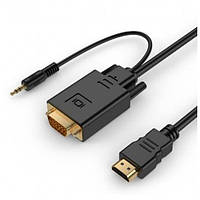 Відео-кабель Cablexpert A-HDMI-VGA-03-5M HDMI (тато) - VGA (мама), Jack 3.5 mm (тато) 5m Black