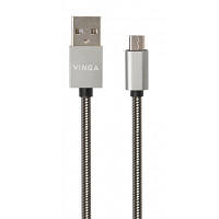 Дата кабель USB 2.0 AM to Micro 5P 1m stainless steel gray Vinga VCPDCMSSJ1GR n