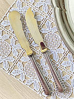 Два старих ножа для сервірування, ножі для масла і паштету, посріблені ручки, Німеччина, вінтаж