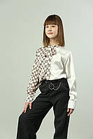 Модная школьная блузка для девочки, Блузки из шелка армани, Рубашки для девочек подростков 134