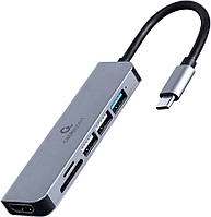 USB-хаб Cablexpert A-CM-COMBO6-02 Gray (хаб/HDMI/кардридер)