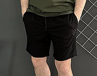 Спортивные шорты мужские Герб черные с черным логотипом / шорты черного цвета на лето
