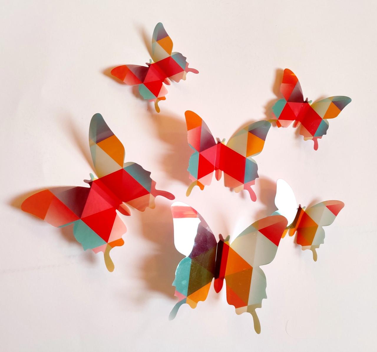 3D Наклейки метелика 12 шт Різнобарвні трикутники Б105