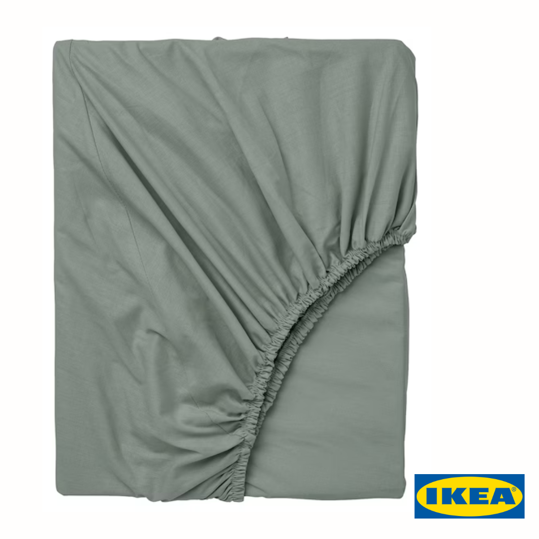 Простирадло IKEA DVALA 140х200 см Сіро-зелене 405.496.29
