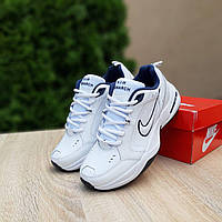 Мужские стильные супер легкие демисезонные кроссовки белые с синим Nike Air Monarch, пенка