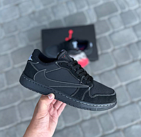 Мужские кроссовки Nike Air Jordan 1 Low Travis Scott Black phantom Найк Джордан Трэвис Скотт черные