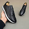 Чоловічі літні кросівки (натуральна шкіра), чорні кроси для чоловіків, чоловіче взуття на літо, розмір 40 41 42 43 44 45, фото 4