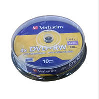 Диски Verbatim DVD+RW 4.7 GB 4x Cake 10 шт упаковка