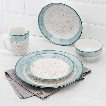 Тарілка обідня Ardesto Siena 27 см, біло-блакитна, фото 2