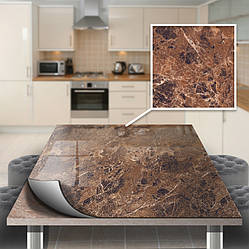 Покриття для столу, м'яке скло з фотодруком, текстура коричневого Мармуру 60 х 100 см (1,2 мм) МСПБ-tx_338