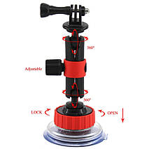 Кронштейн на присоску для спортивної камери, автомобільне кріплення на присоску, гвинтовий інтерфейс 1/4 дюйма, фото 3