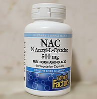 Ацетилцистеин Natural Factors NAC N Acetyl L Cysteine 500 mg 90 капсул