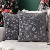 MIULEE Різдвяні наволочки Cuddly Cushion Fluffy Snowflakes Подушки для диванів Плюшеві подушки Подушки для диванів Декоративні под