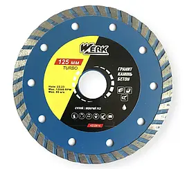 Коло для залізобетону алмазний WERK 125x22,23х7,0 мм.