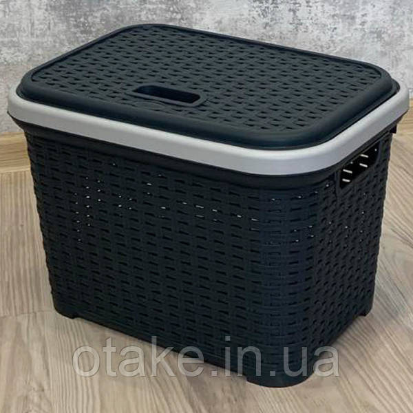 Кошик ротанг із кришкою 20л SP-300 Сірий