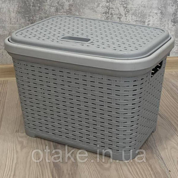 Кошик ротанг із кришкою 20л SP-300 Світло-сірий